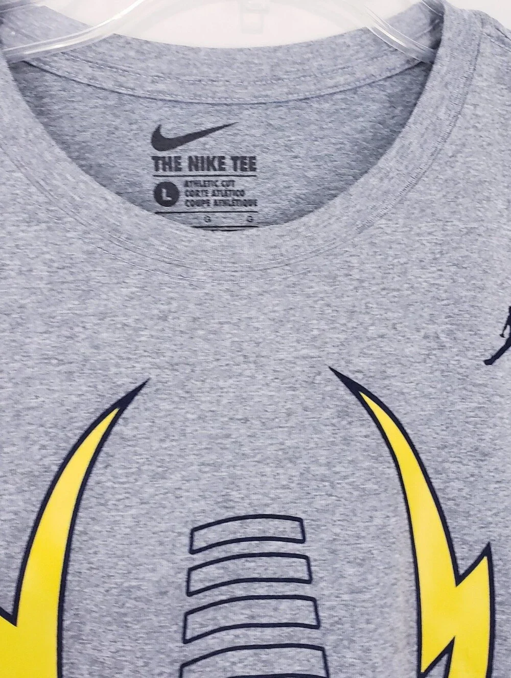University Of Michigan Football Gray Dri FIt Tee T Shirt Size Large Nike Jordan